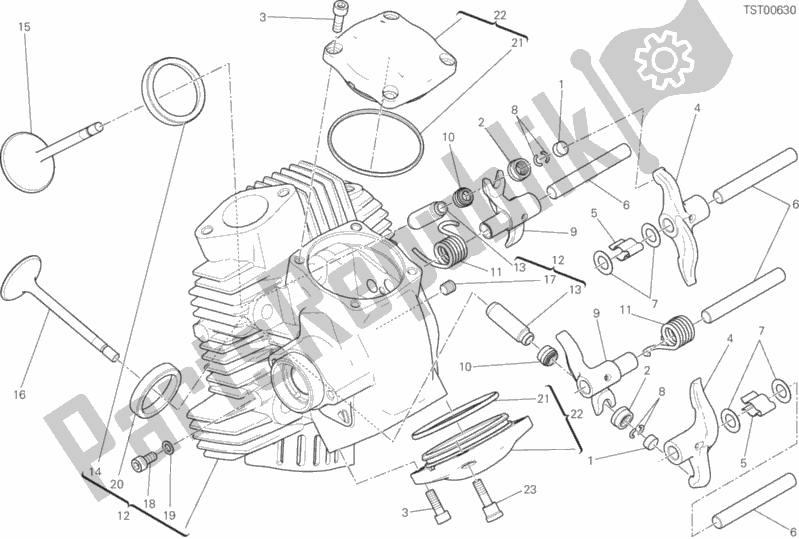 Todas as partes de Cabeça Horizontal do Ducati Scrambler Cafe Racer 803 2020